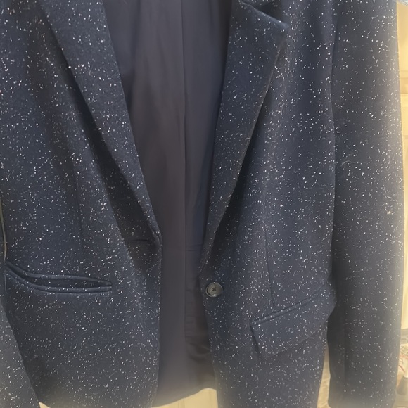 navy blue blazer /small white specks / colored great for chilly days - Picture 3 of 5